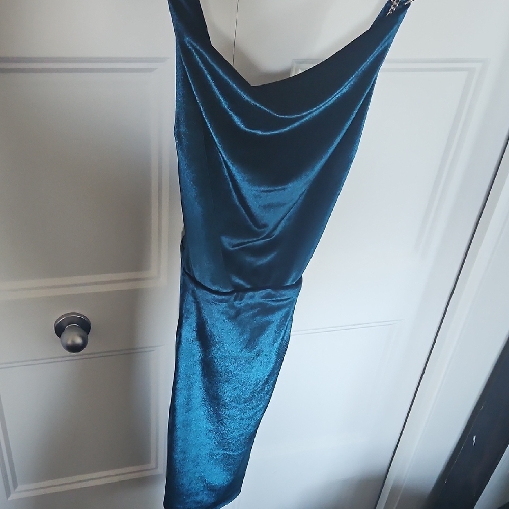 Elegant Teal Satin Dress